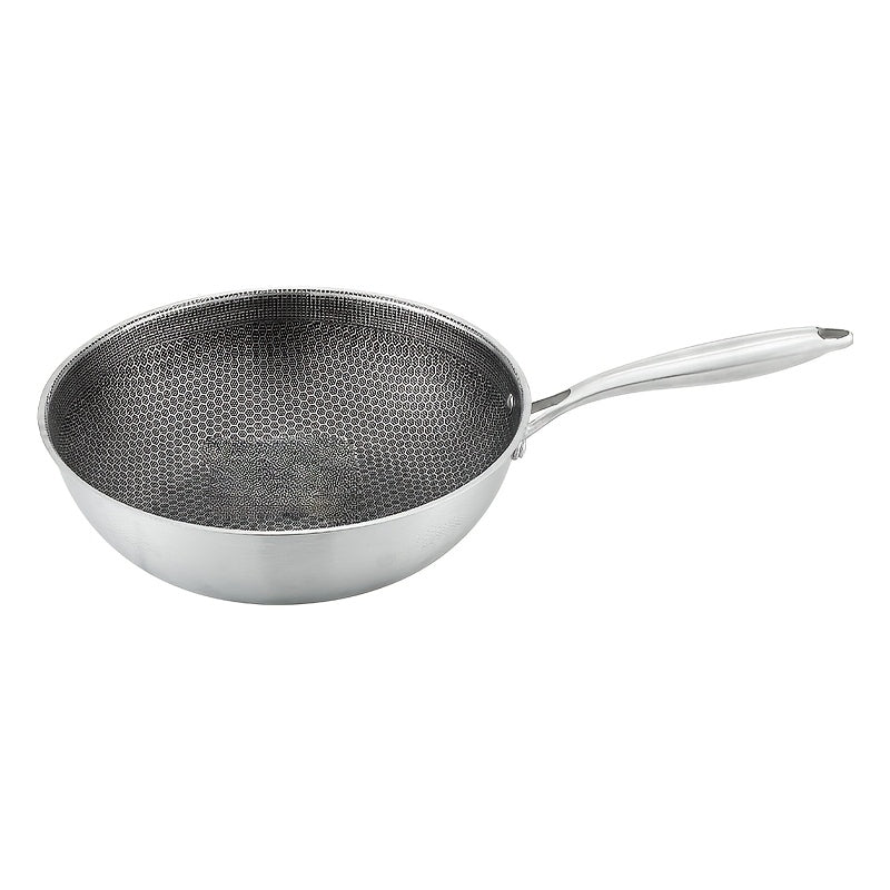 Stainless Steel Wok with Non-Stick Coating, Large Capacity, Heat-Resistant Cookware