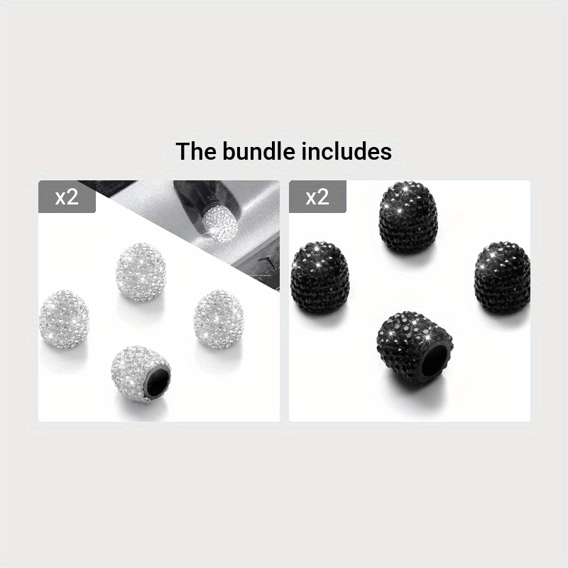 Universal Rhinestone Tire Valve Stem Caps for Cars Bikes Trucks 4 Pack