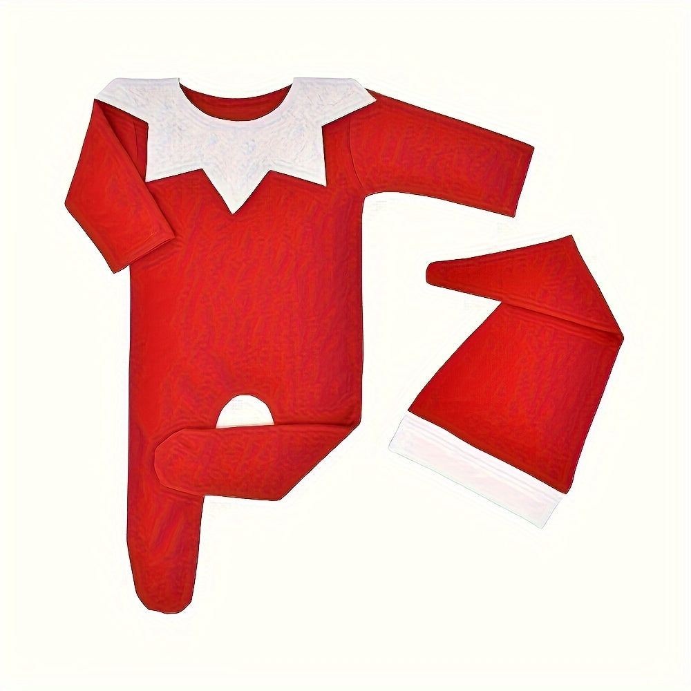 Baby Christmas Onesie and Santa Hat Bundle Soft Acrylic for Newborns and Infants