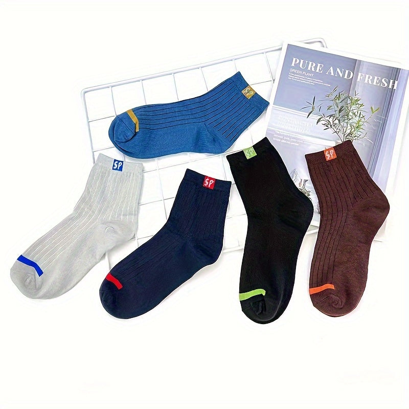 Men's Business Socks 5 or 10 Pairs Mid-Tube Odor-Resistant Breathable Moisture-Wicking