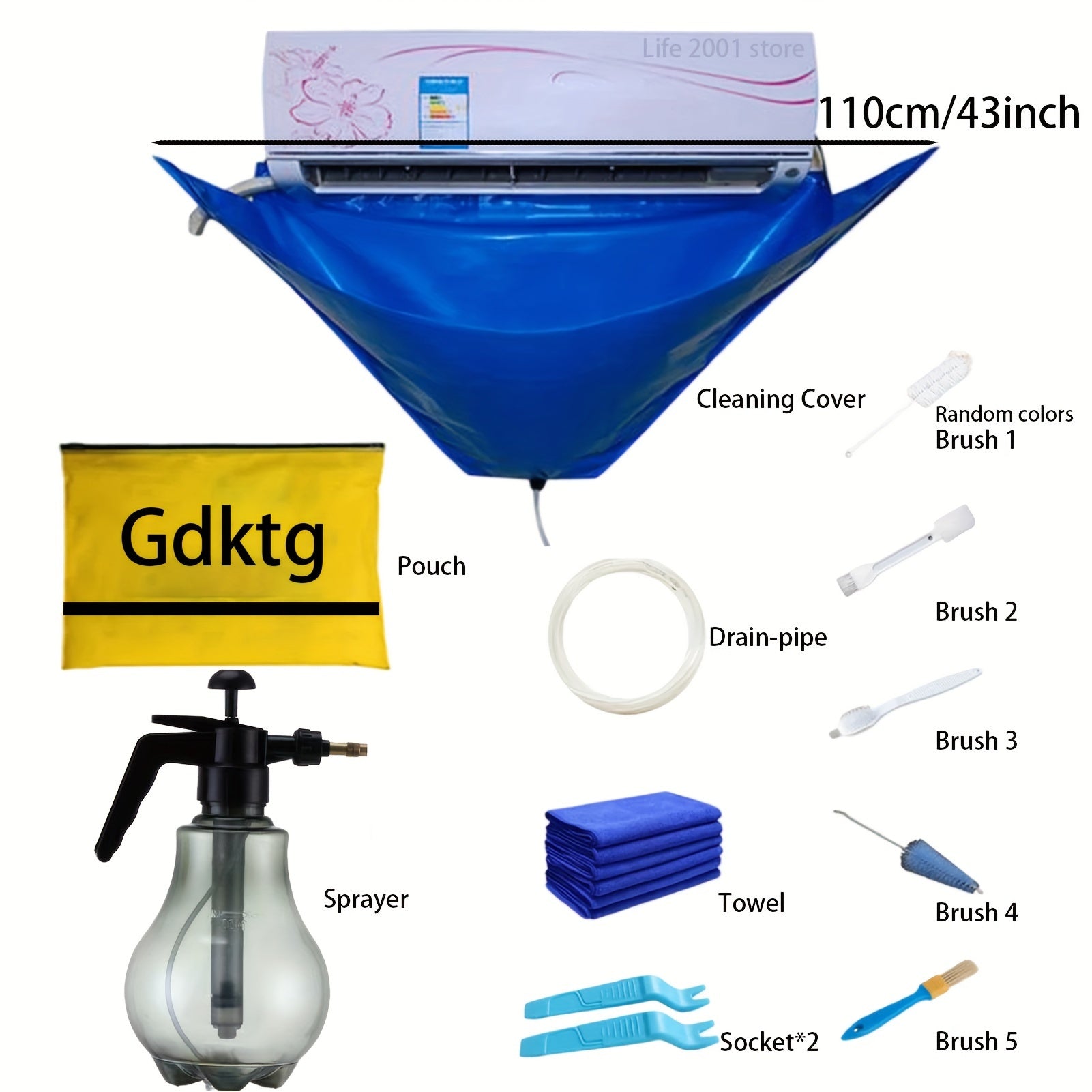 Set of 12 Reusable AC Cleaning Kit with Sprayer Microfiber Covers Tools