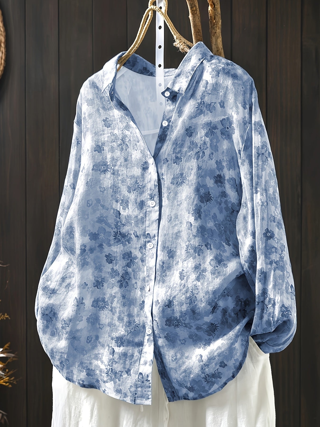 Women's Plus Size Printed Long Sleeve Shirt Fashion Casual Comfortable