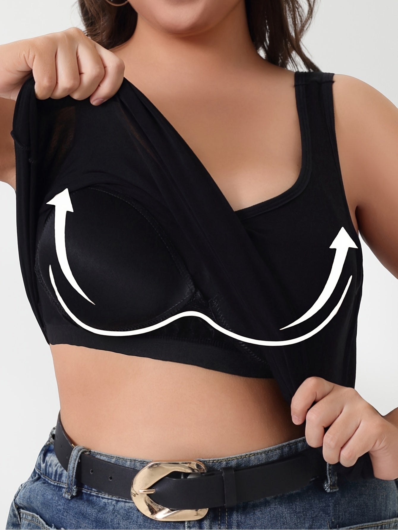 Plus Size Women's Soft Stretch Cami Top with Built-In Bra Pads