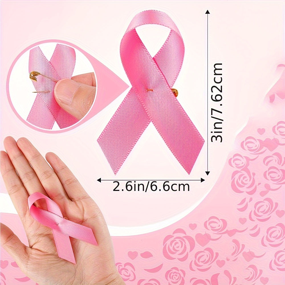 Set of 50 Pink Ribbon Awareness Pins for Fundraisers and Events