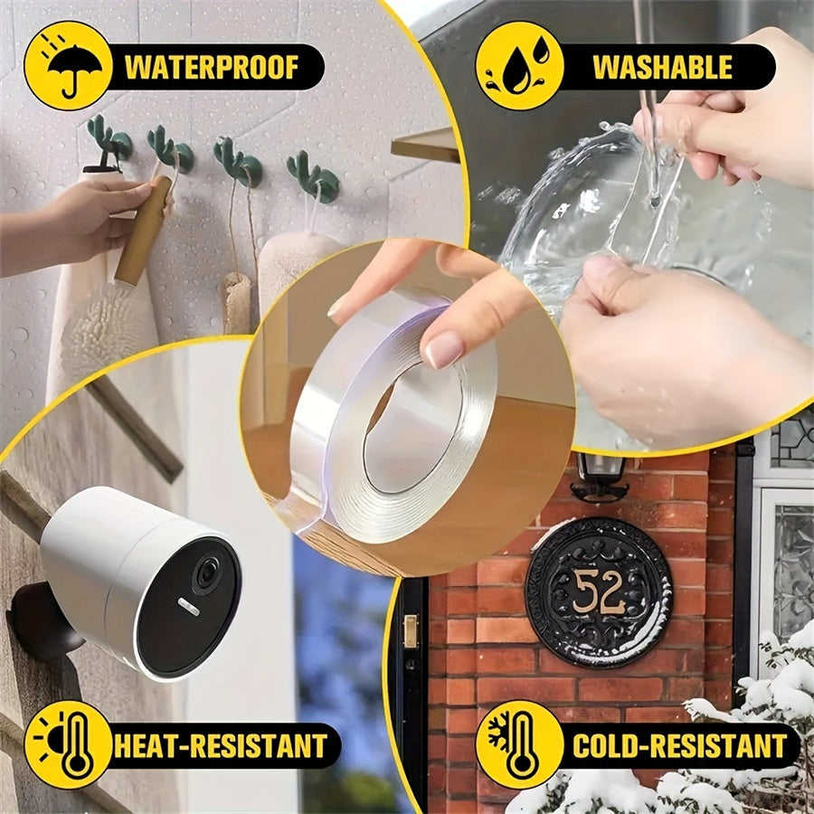 10m Nano Dual-Sided Transparent Tape Strong Adhesive Washable Residue-Free for Home Office