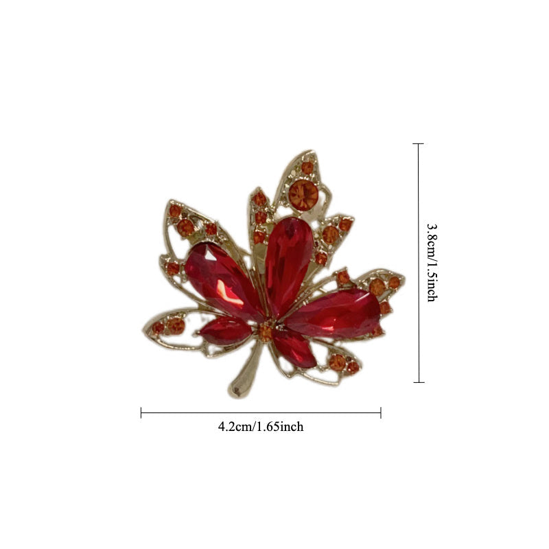 Red Maple Leaf Brooch Acrylic Stylish Accessory for Coats and Sweaters