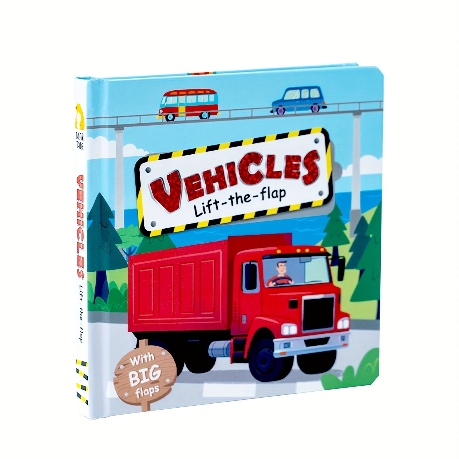 Children's Hardcover Board Book Vehicles for Kids Ages 1+ with Lift-the-Flap Activities
