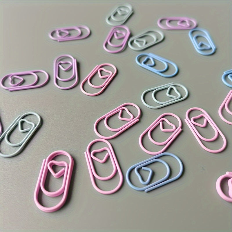 Mini Love Paper Clips Set 100 Pieces in 4 Colors Iron Office Supplies