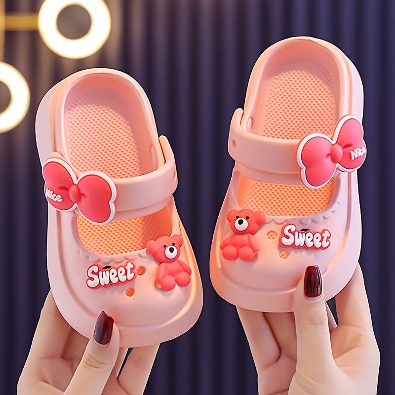 Girls Kids Shoes Cartoon Bear Pattern Non-Slip EVA Indoor Outdoor All-Season