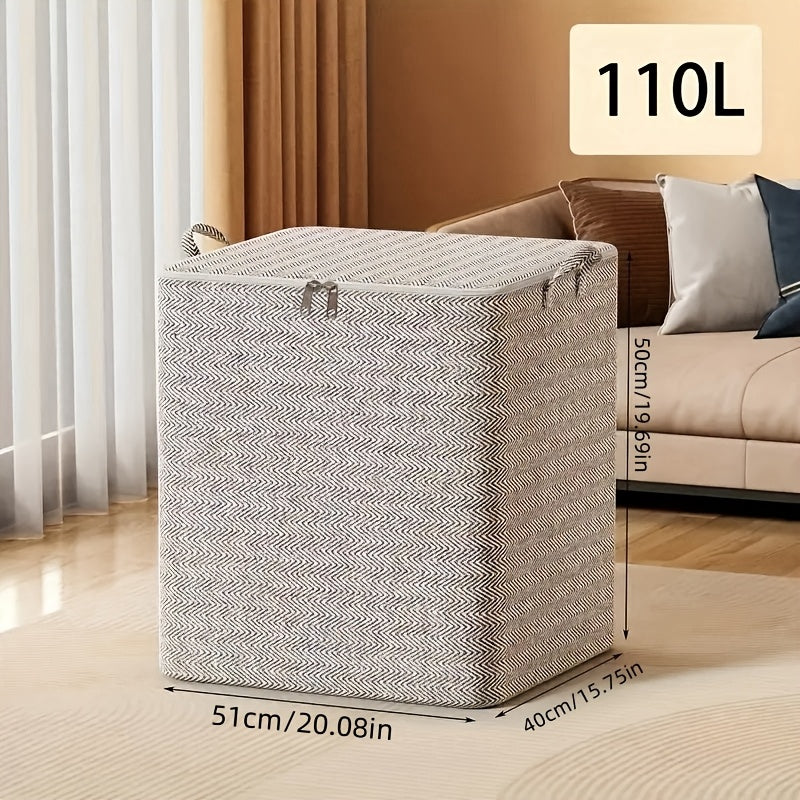 Organizador de almacenamiento con asas y contenedor con cremallera para mantas, ropa, dormitorio, residencia, viaje