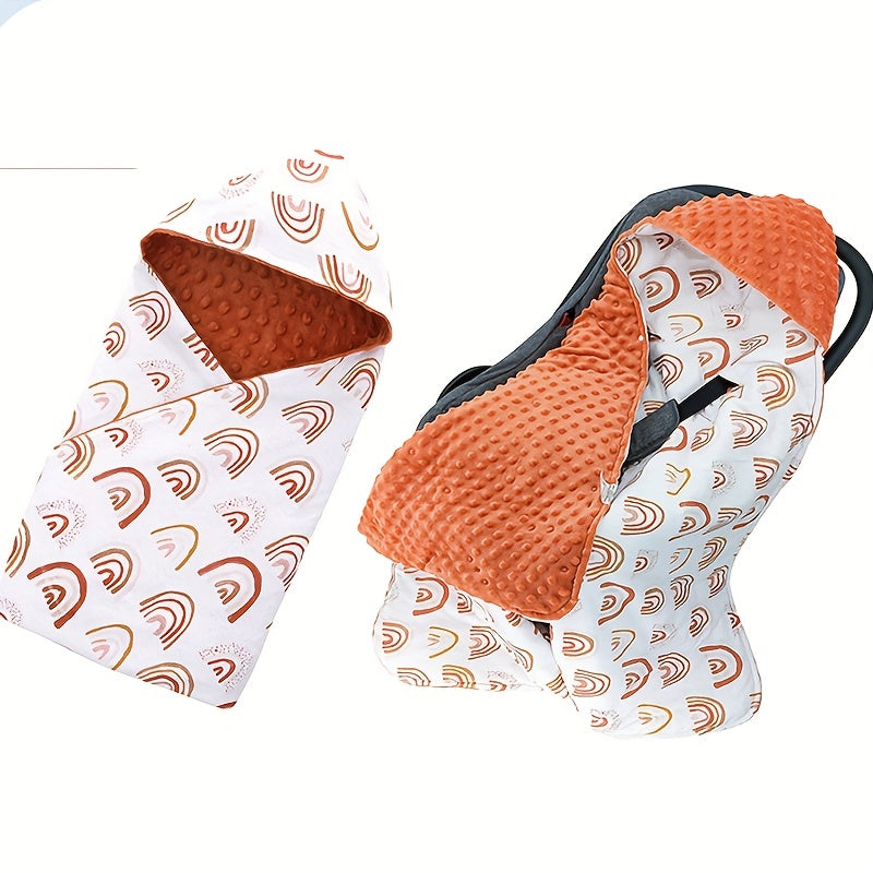 Мягкий двусторонний пеленальный одеяло с принтом животных и магической застежкой