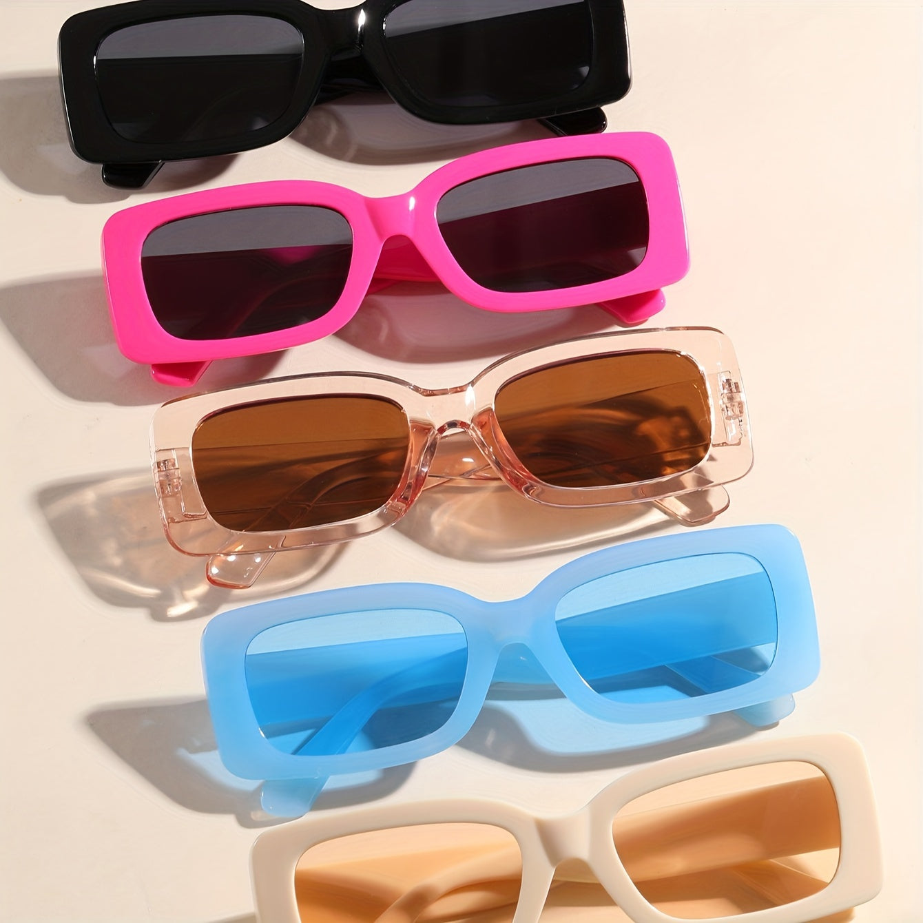 Juego de 5 gafas de sol retro cuadradas para conducir, playa y viajes