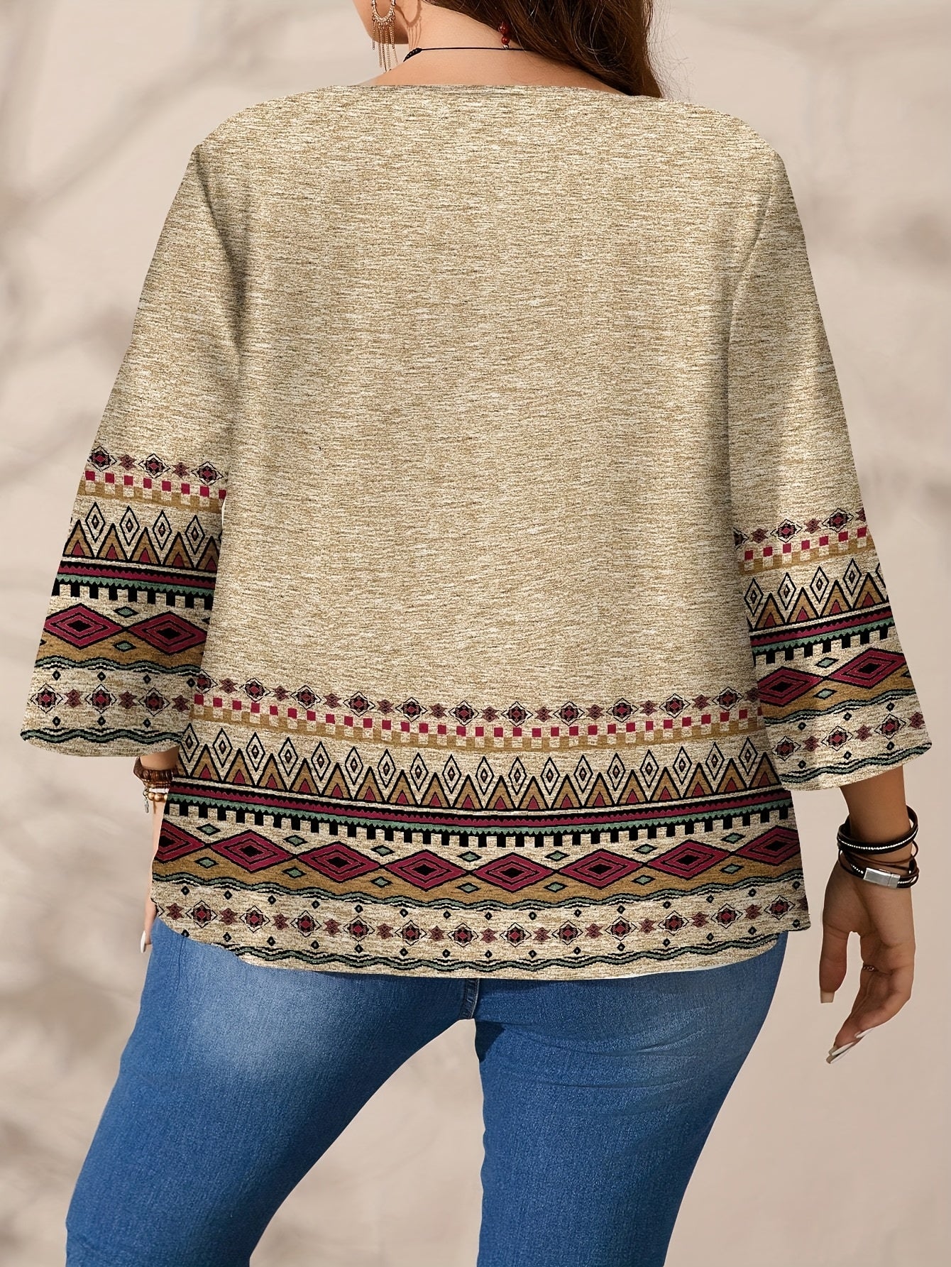 Plus Size Women's Floral Print Blouse Short Sleeve Lightweight Polyester