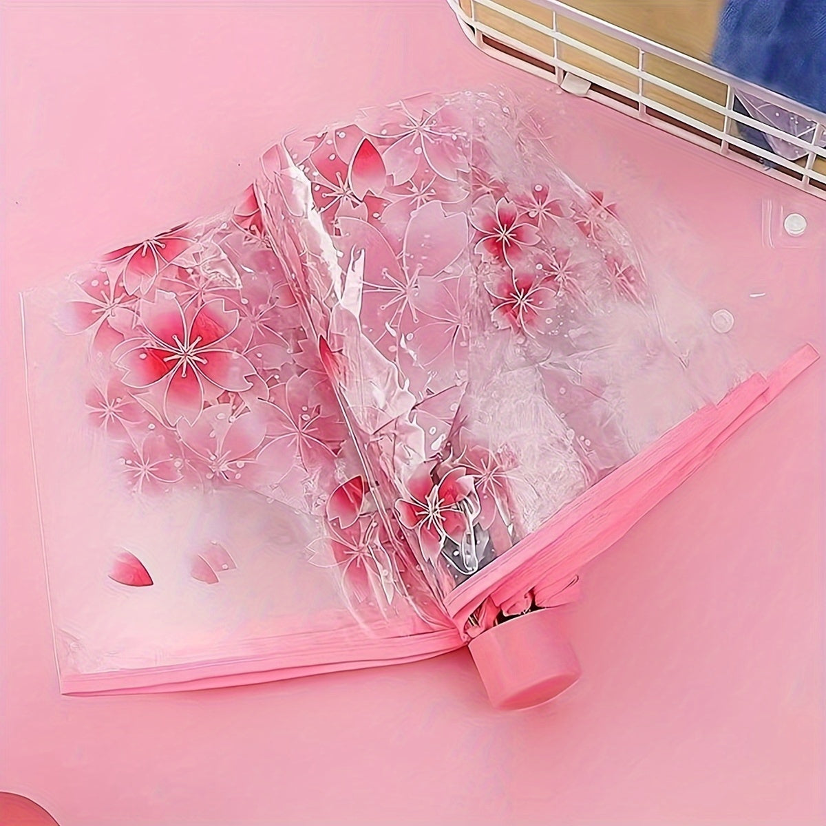 Paraguas de cerezo en flor impermeable, a prueba de viento, compacto, para viajes, escuela y oficina, con 8 varillas