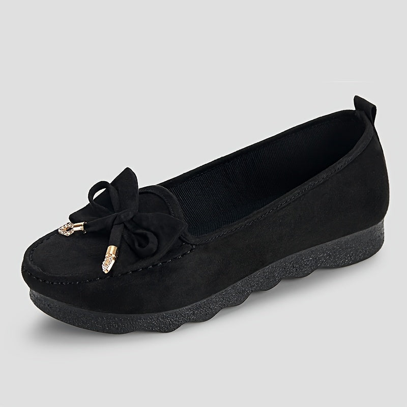 Mocasines slip-on para mujer, zapatos planos transpirables, color negro, tela, suela de PU