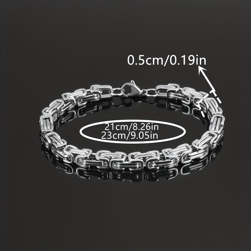 Stainless Steel Men's Necklace and Bracelet Set for Casual and Special Occasions