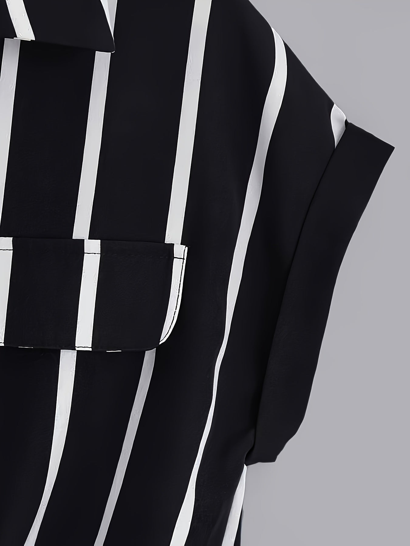 Plus Size Women's Striped Short Sleeve Shirt Polyester Casual Spring Summer