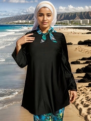 Women's Modest Long Sleeve Full Body Swimsuit with Slimming Design in Solid Color