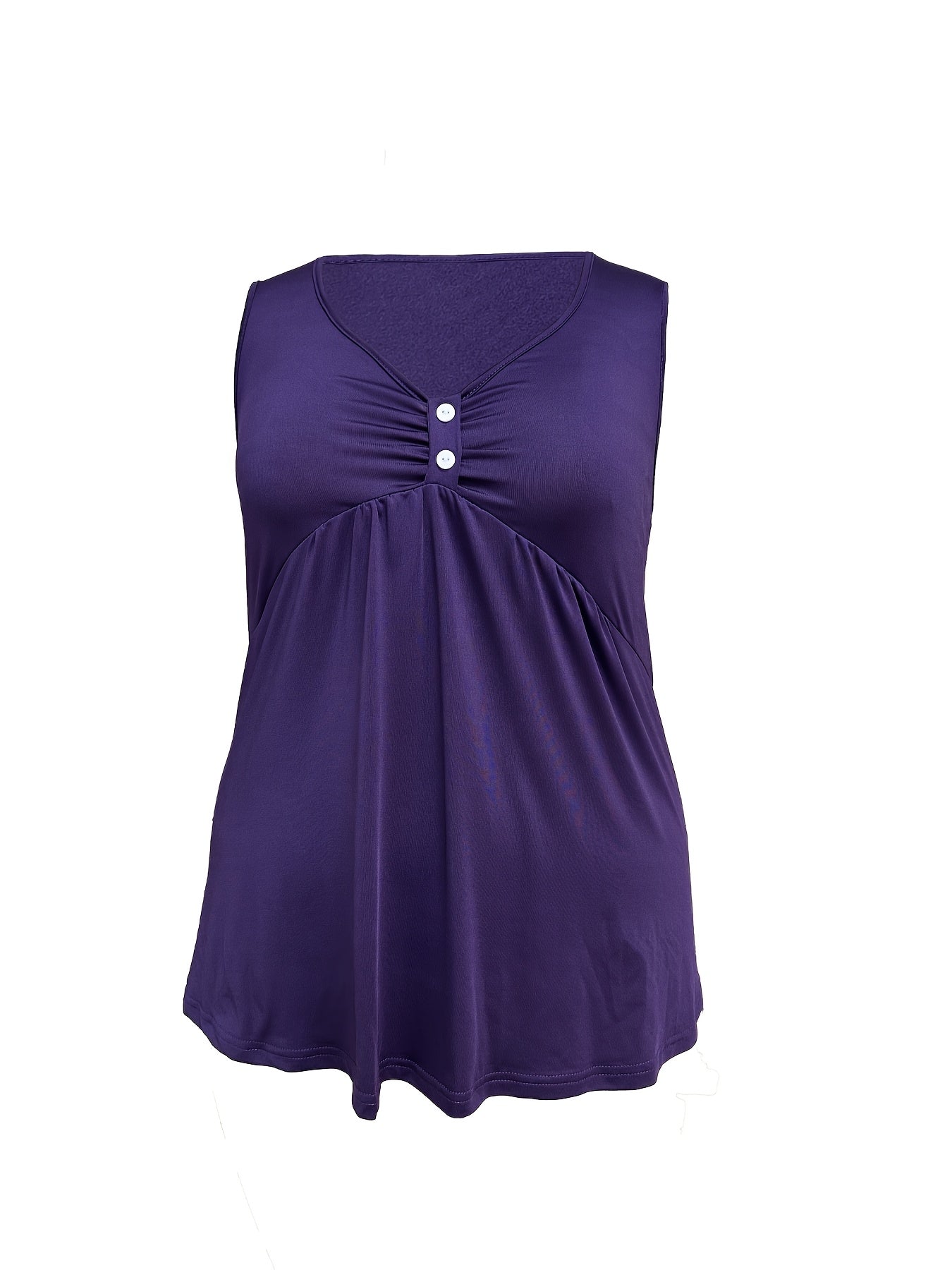 Женский фиолетовый топ без рукавов с V-образным вырезом и пуговицами