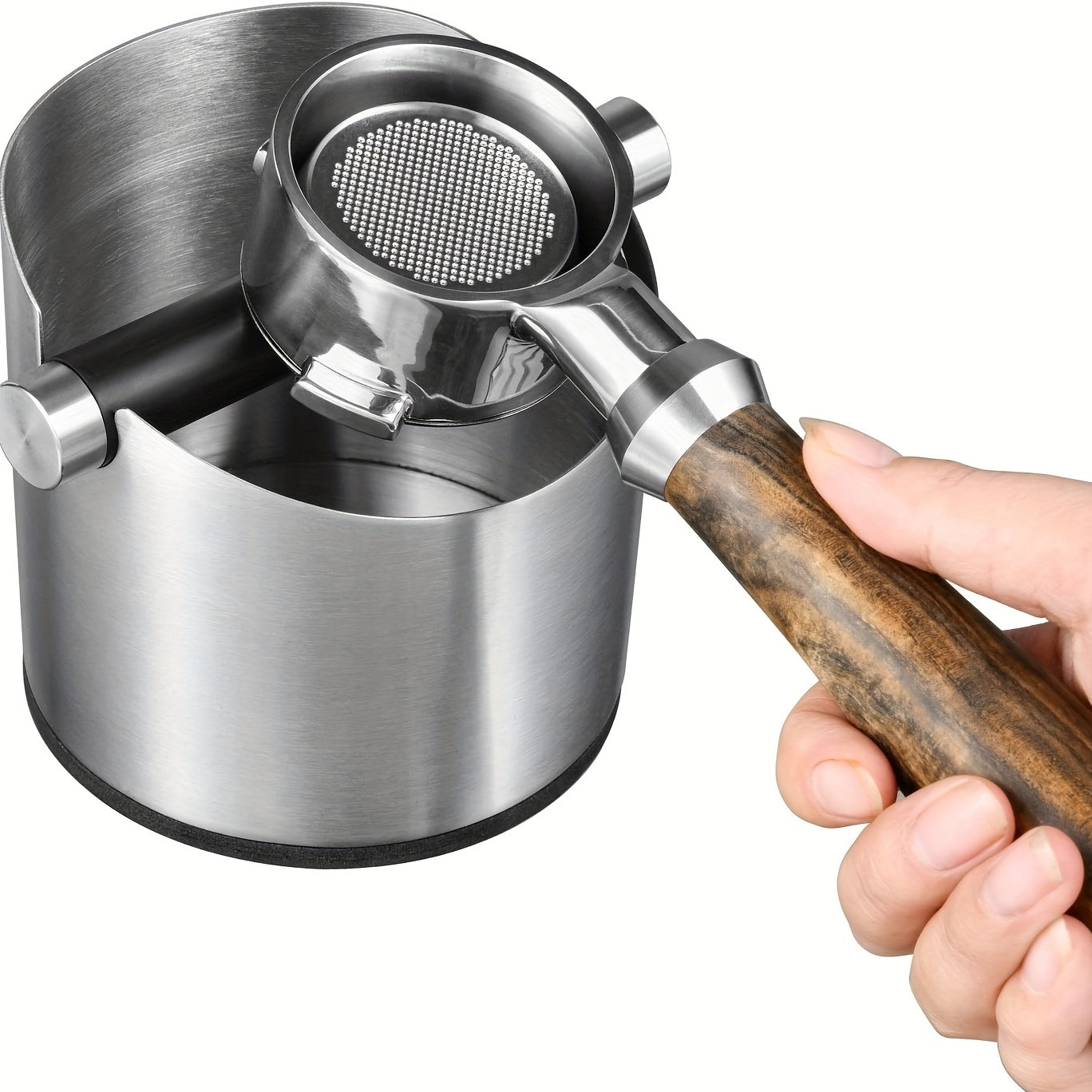 Stainless Steel Coffee Knock Box with Removable Knock Bar Non-Slip Base