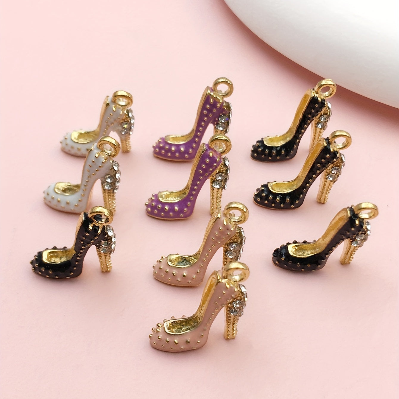 Pack of 10 Alloy Enamel High Heel Shoe Charms for Jewelry Making 18x14mm in 4 Colors