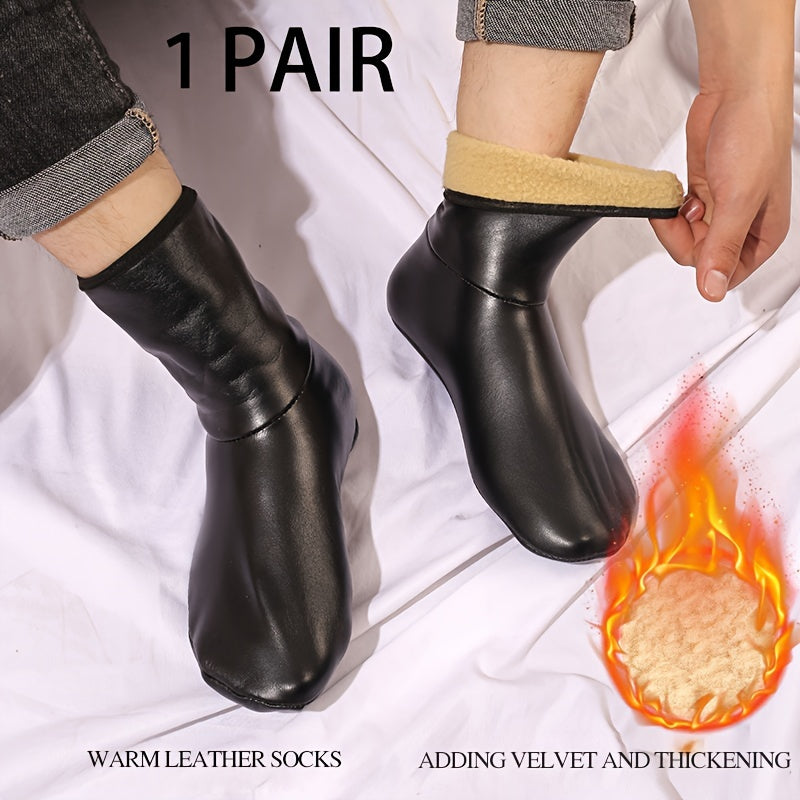 Unisex Winter Socks 3 Pairs Non-Slip Plush Lined Knit Polyester Spandex