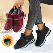 Women's Winter Ankle Boots Slip-On Non-Slip PVC Warm Lightweight Burgundy Black