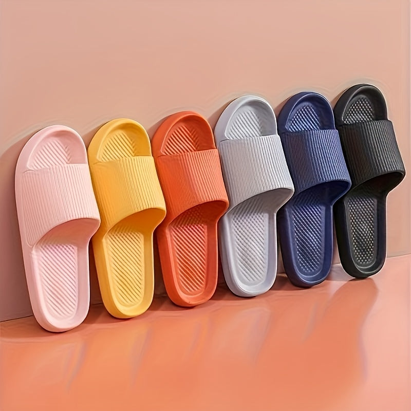 Unisex EVA Non-Slip Slippers Minimalist Striped Design for Home and Beach