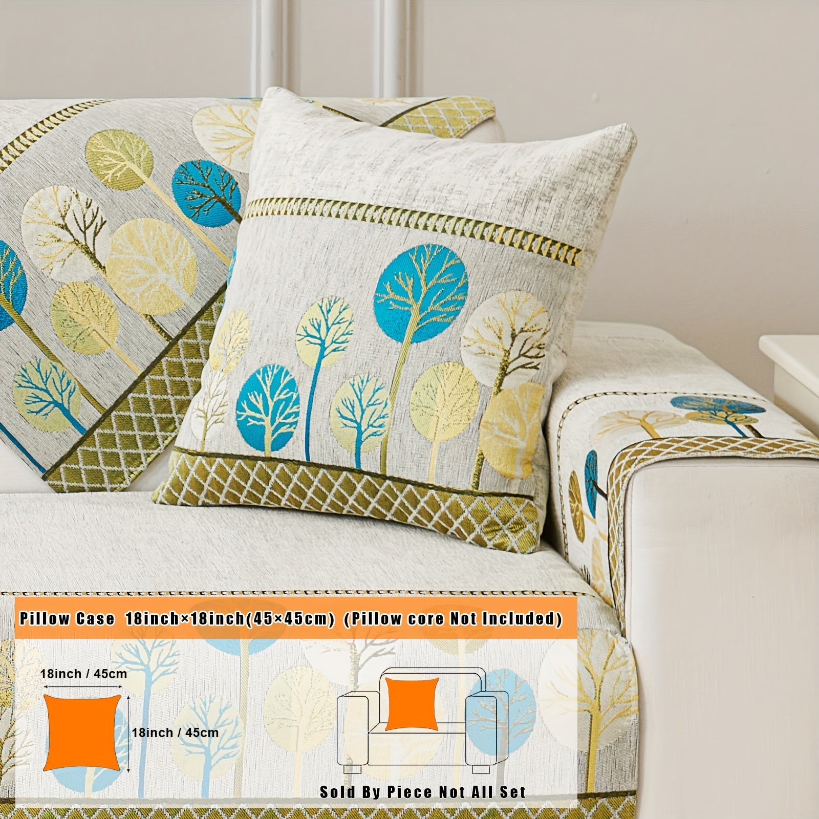 Bohemian Moonlit Trees Sofa Cover for Single to Quadruple Seaters Pet-Friendly Machine Washable Viscose