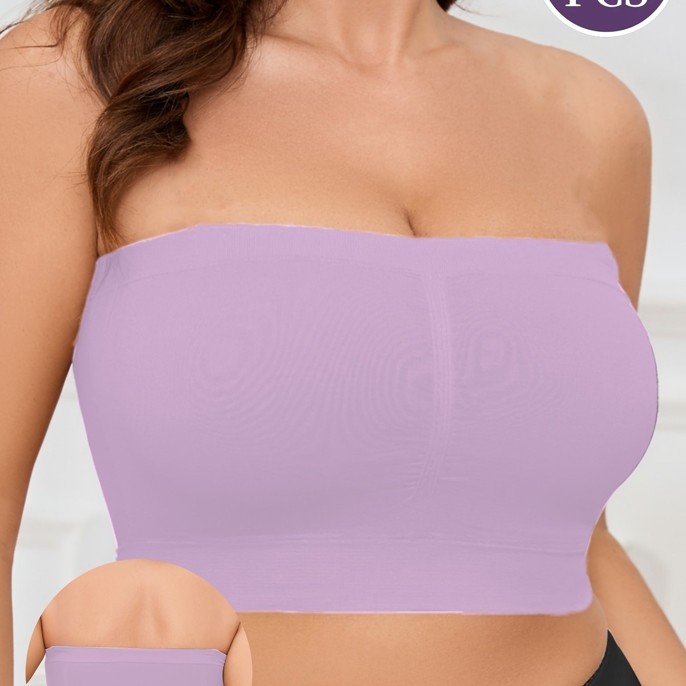 Women's Plus Size Seamless Sports Bra Strapless Breathable Purple for Running Pilates