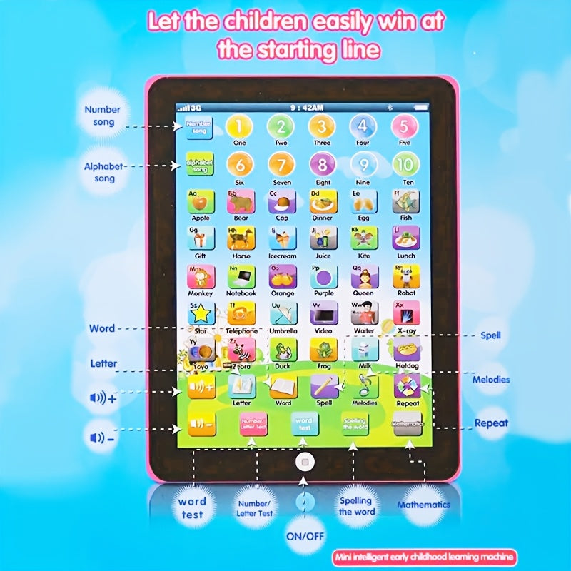 Children's Educational Tablet Toy for Learning Music Numbers Spelling Words Alphabets Blue Pink