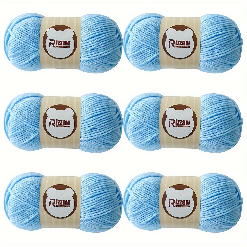 6 Pieces of 50g Soft Acrylic Yarn for Crocheting and Knitting, Assorted Colors