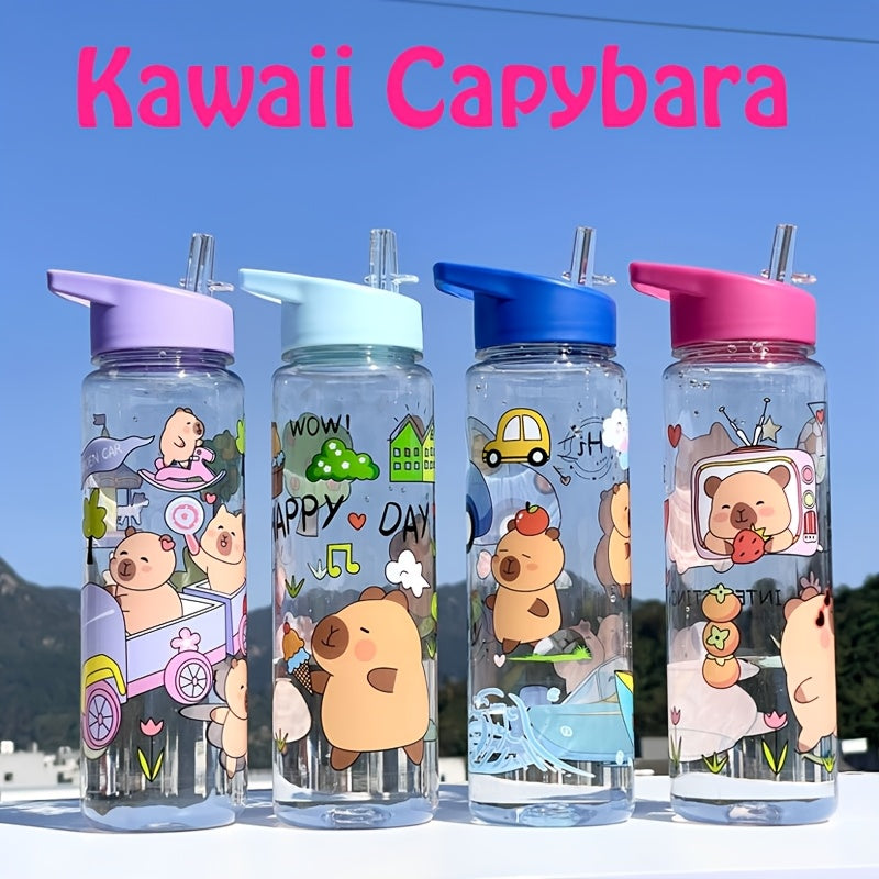 Botella de agua de diseño de dibujos animados kawaii, ligera, lavable y libre de BPA para niños