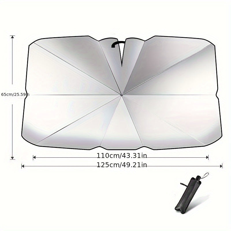 Sombrilla de sol para coche de titanio plateado universal, protector de parabrisas delantero, enrollable