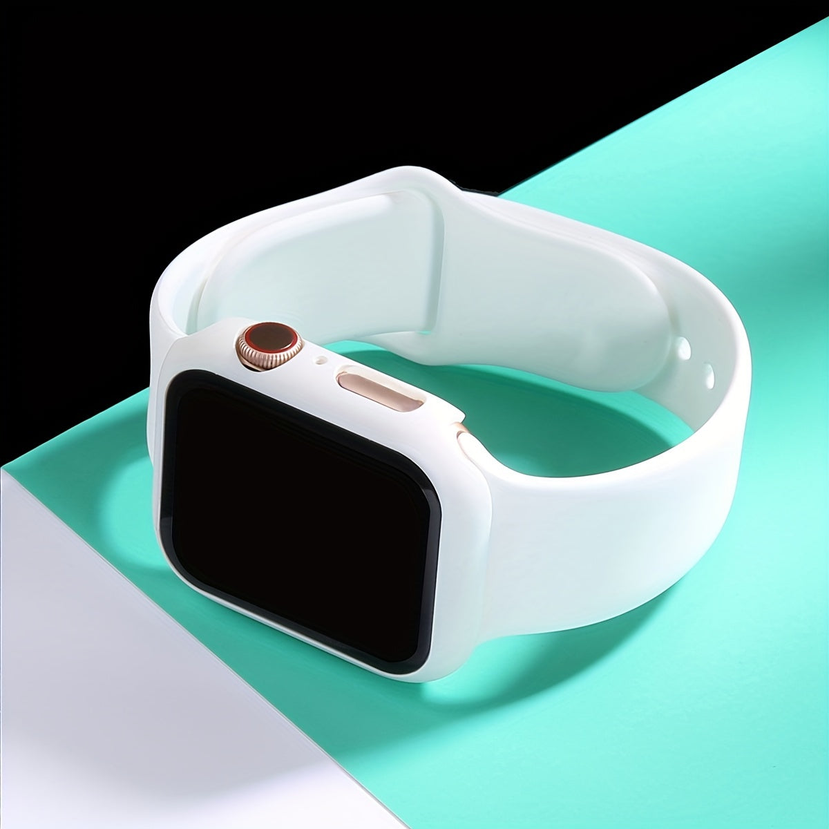 Silicone Watch Strap and Tempered Glass Case Set for Men Women Compatible with Apple Watch Series 38mm 40mm 41mm 42mm 44mm 45mm 49mm