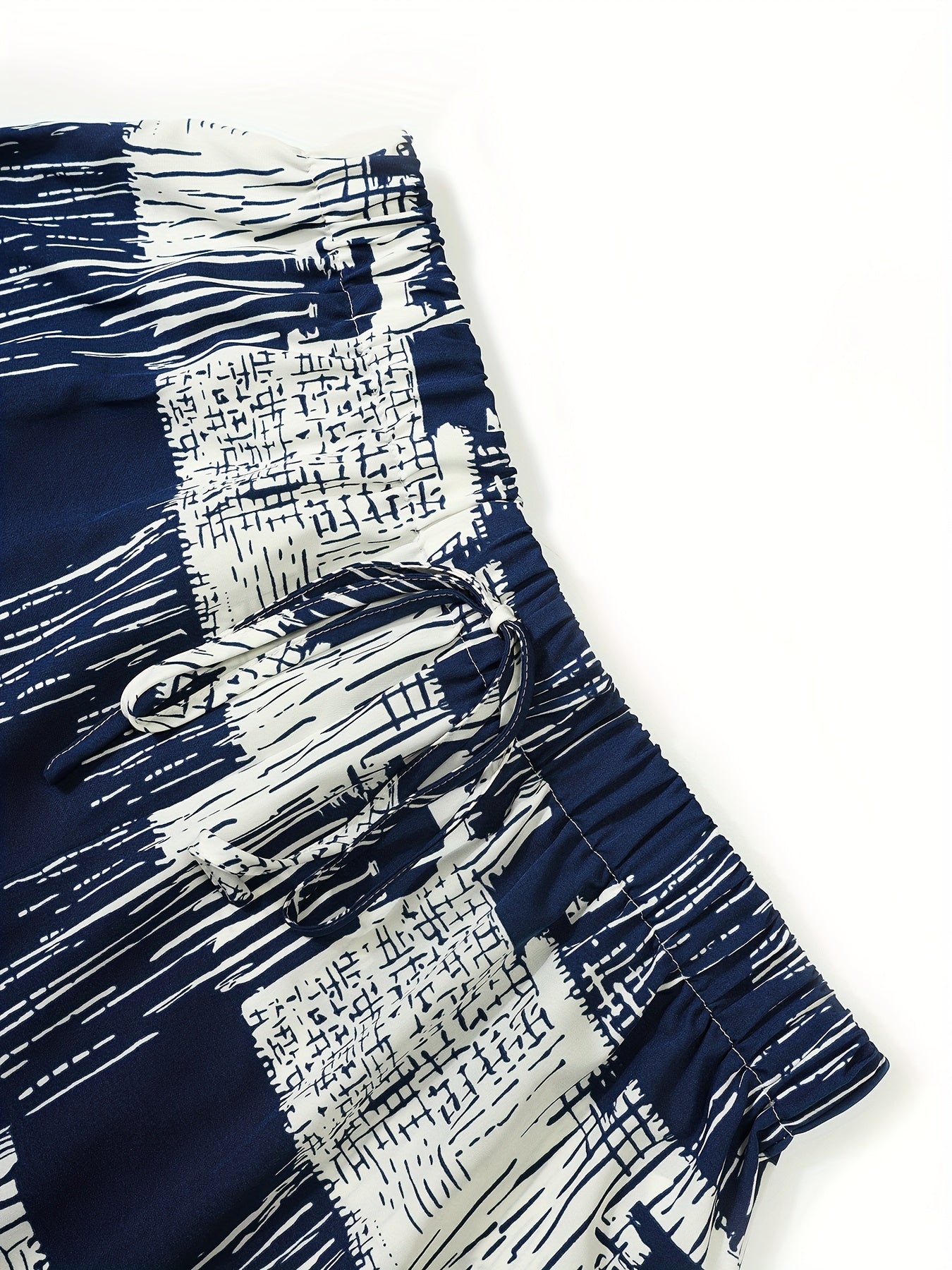 Шорты для женщин больших размеров с абстрактным принтом морской волны и белым цветом, повседневные, с шнурком