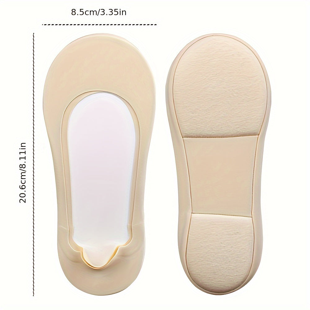Women’s Cushioned Invisible Breathable Anti-Slip Socks 6 Pairs Black White Beige