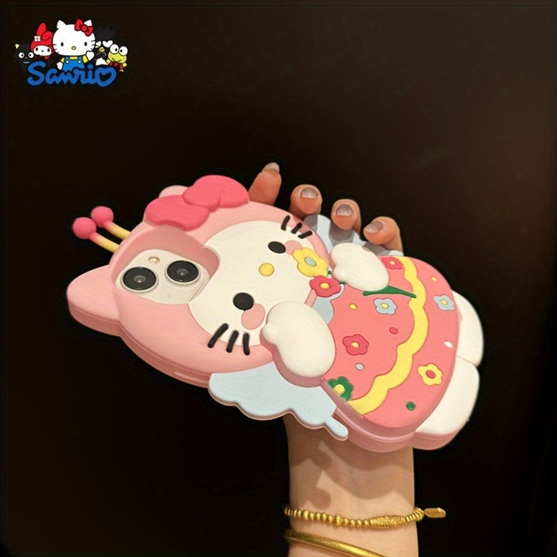 Hello Kitty Cartoon Phone Case for iPhone Silicone Shell with Lanyard