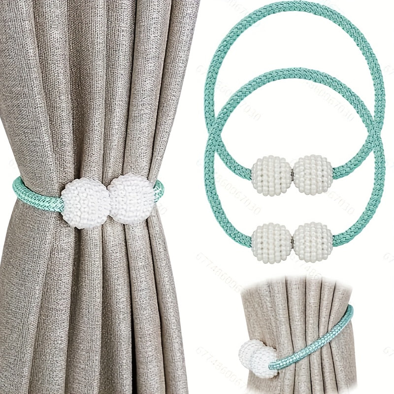 Set of 2 Magnetic Curtain Tiebacks Heavy Duty Rope Clips for Living Room and Office