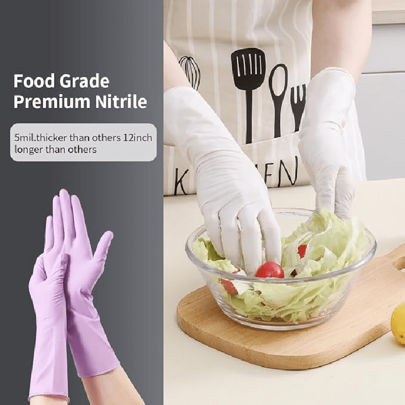 30 Pairs Reusable Nitrile Gloves Waterproof Durable Flexible Kitchen Bathroom Pet Care