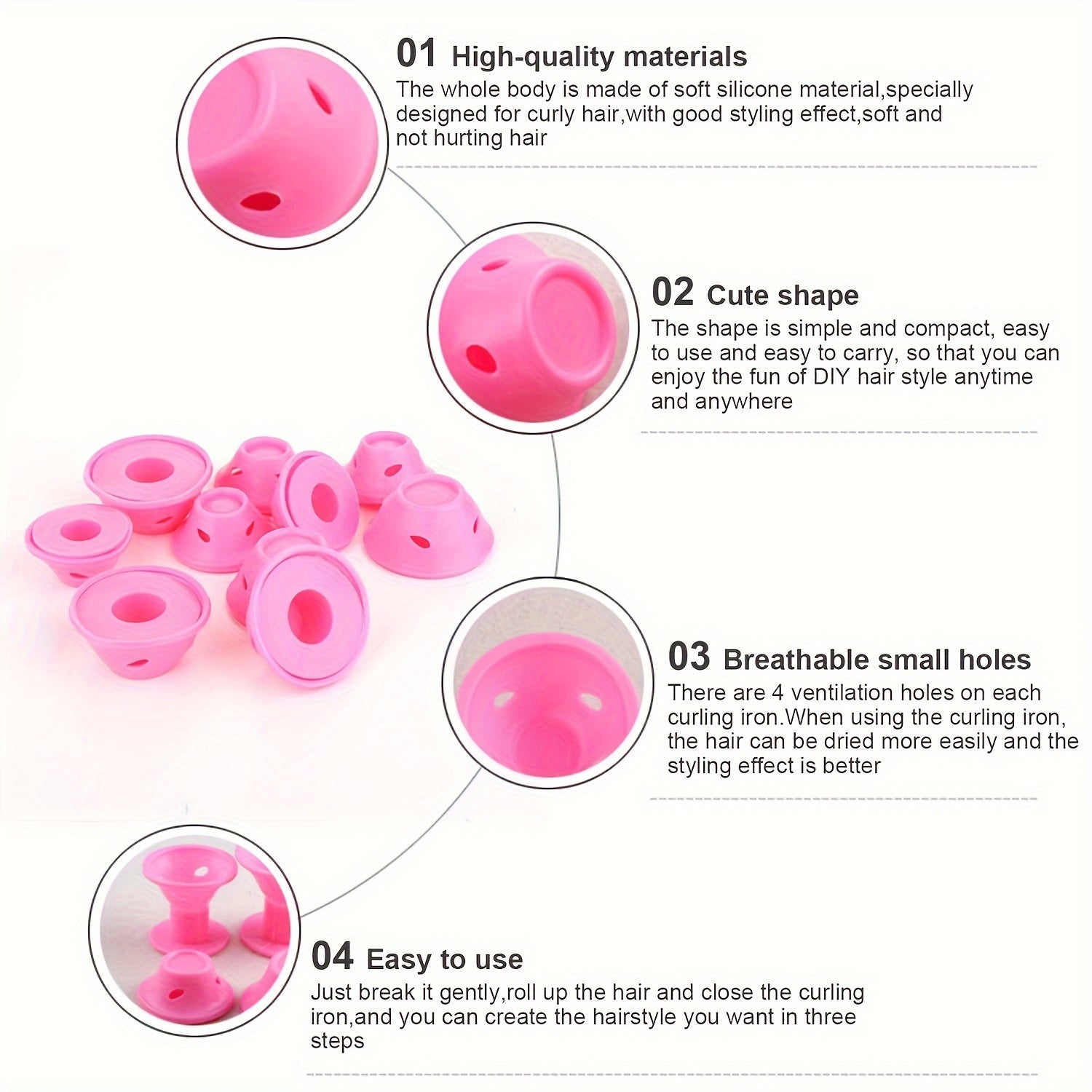 Ayollar uchun qo'ziqorin shaklidagi soch burish uchun qurilma, issiqsiz uslub, perm, 10 ta paket