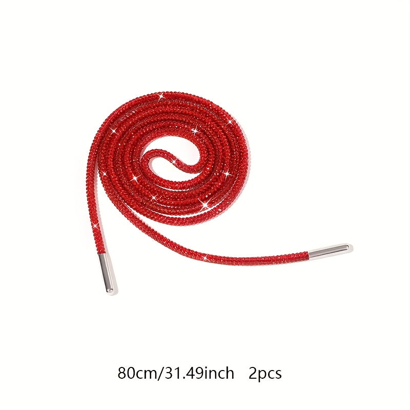 Unisex Rhinestone Shoelaces Solid Color Twist Ribbon DIY Shoe Accessories