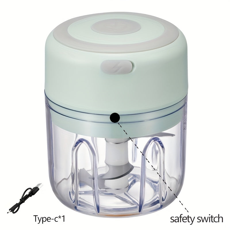 Electric Mini Food Chopper 250ml USB Rechargeable Vegetable Cutter for Fruit Meat
