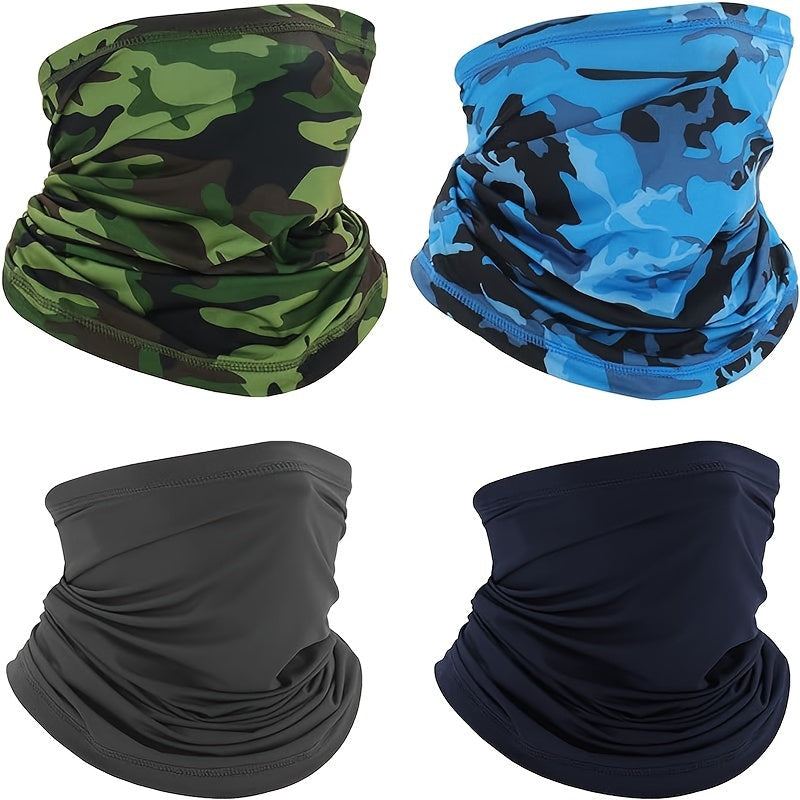Juego de 4 mascarillas faciales de camuflaje para ciclismo, senderismo, pesca, braga de cuello transpirable, escudo UV