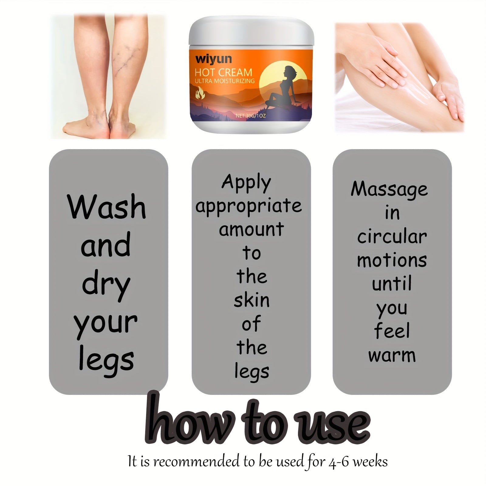 Leg Heating Cream for Legs and Arms with Ginger and Mint 30g Moisturizing Body Massage Cream