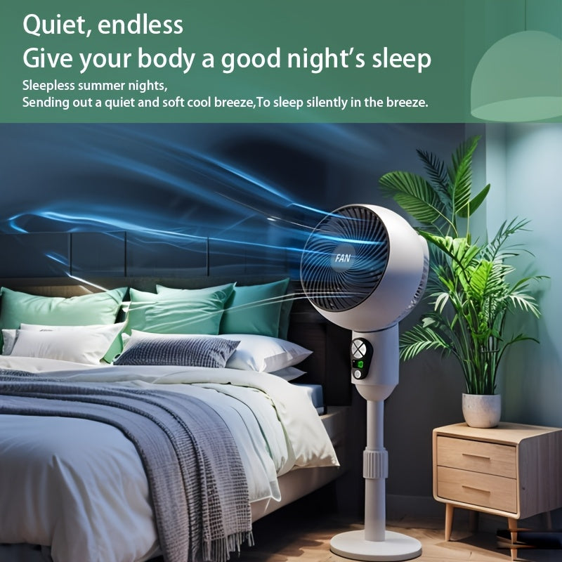 Wide angle oscillating floor fan 10 speed control multi-angle regulation retractable height strong airflow quiet operation