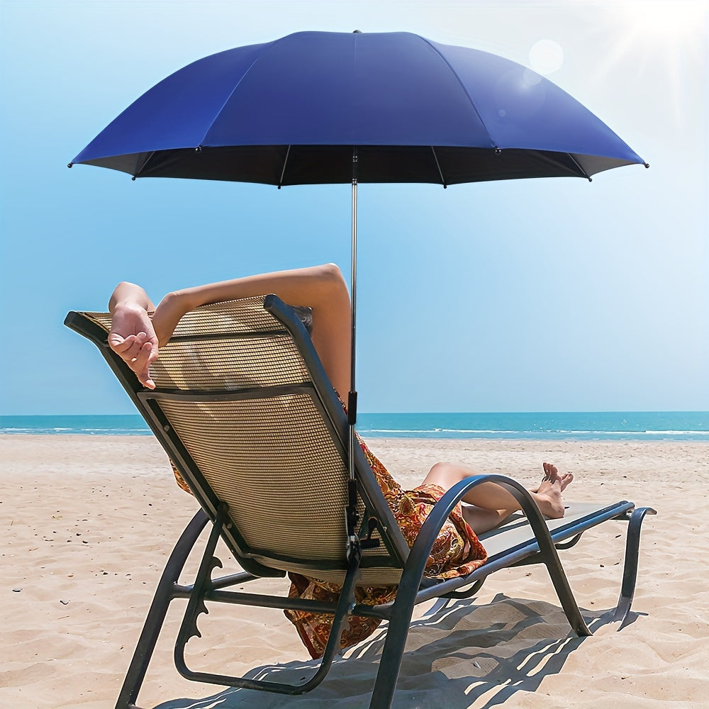 Portable Umbrella with Clamp 360-Degree Swivel Adjustable Height Alloy Steel Frame Blue