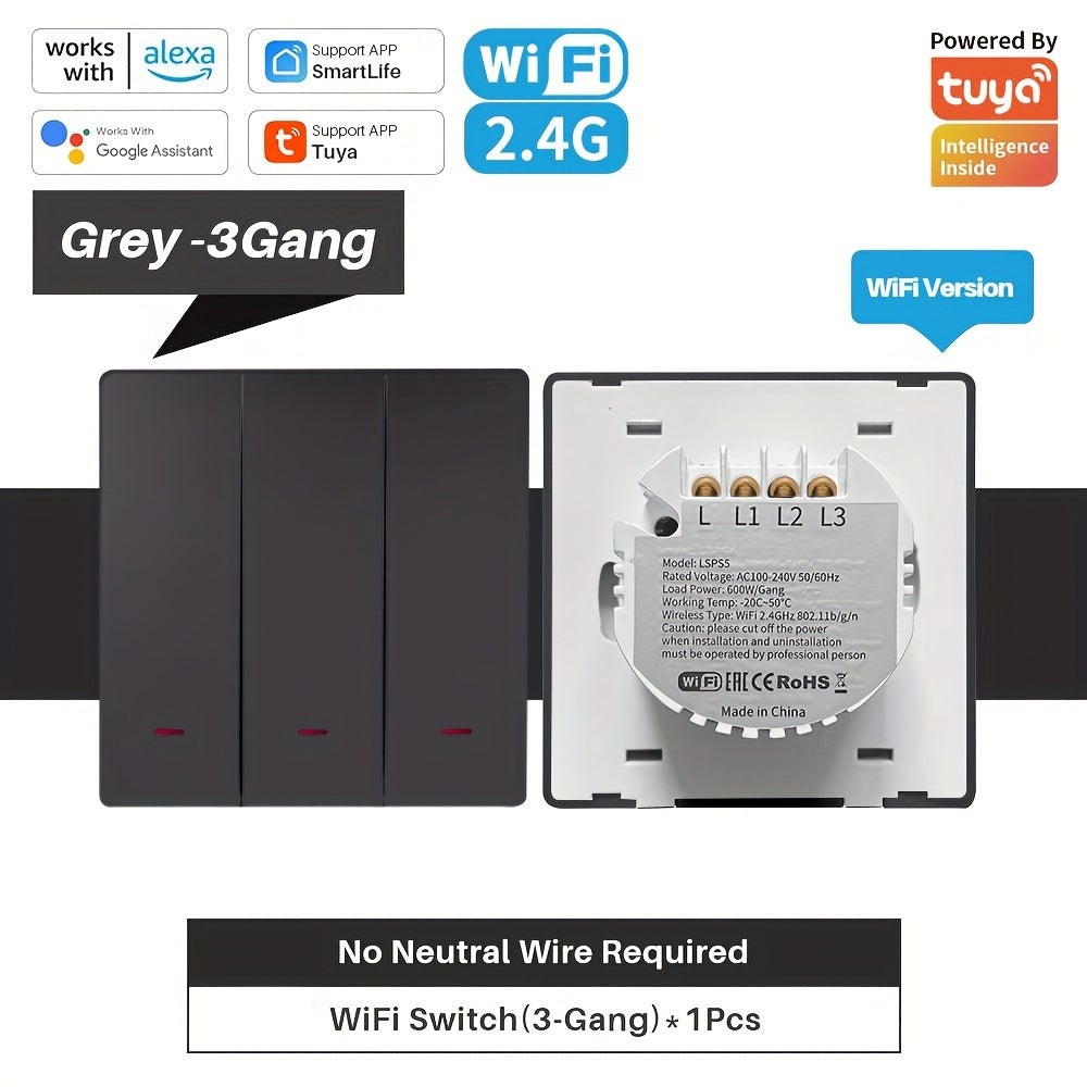 Wi-Fi Smart Switch Flush Mount App Voice Control for Home Automation