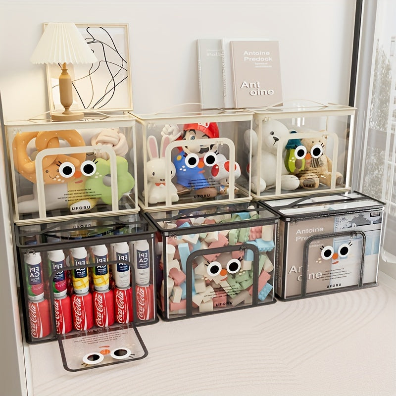 Large Capacity Toy Storage Basket with Lid PVC Organizer for Living Rooms Bedrooms Playrooms