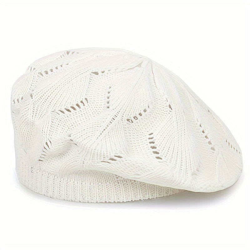 Women’s Breathable Acrylic Beret Hat for Daily Wear with Elastic Fit and Woven Design